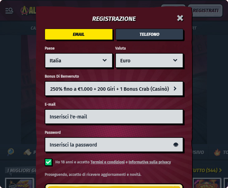 Allyspin Casino Accesso e Registrazione