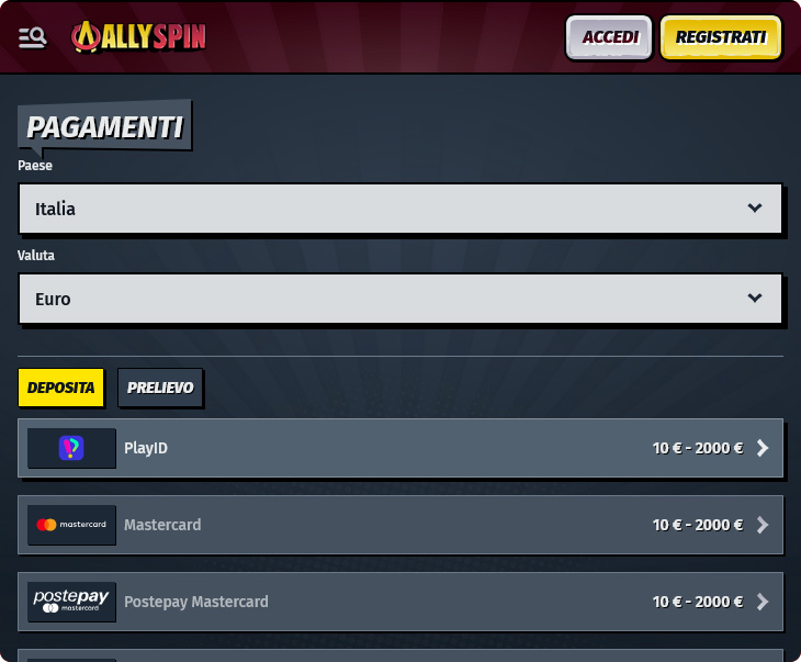 Allyspin Casino Pagamenti