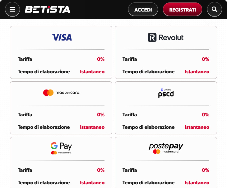 Betista Casino Pagamenti