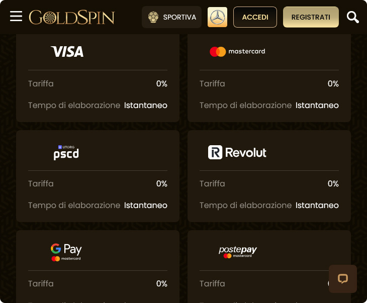 Pagamenti del Casinò Goldspin