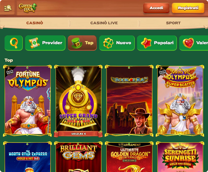 Greenluck Casino Giochi