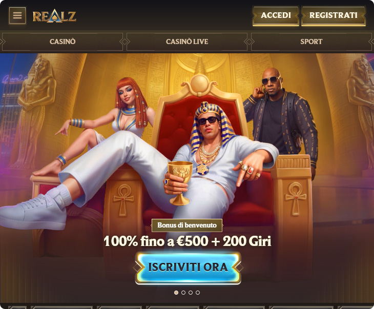 Realz Casino Bonus di Benvenuto
