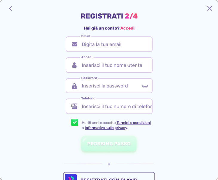 Accesso e Registrazione al Casinò SlotsPalace