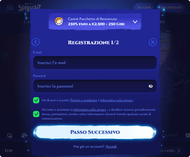 Spinight Casino Accesso e Registrazione
