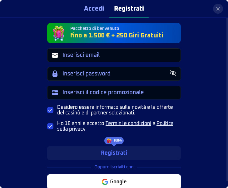 Spinwinera Casino Accesso e Registrazione