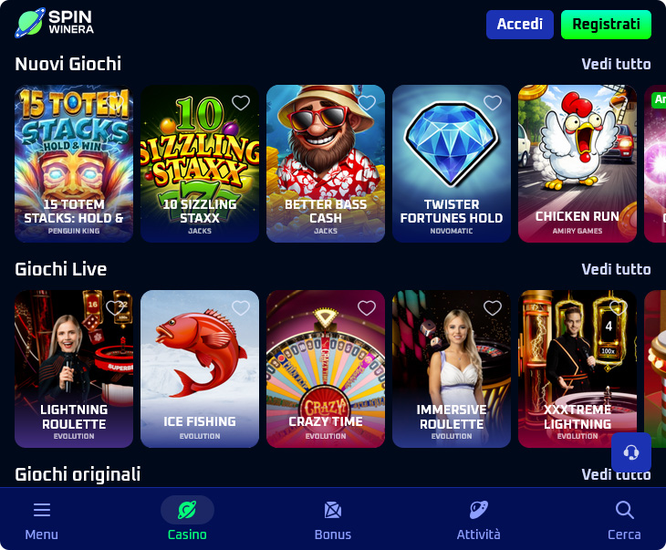 Spinwinera Casino Giochi