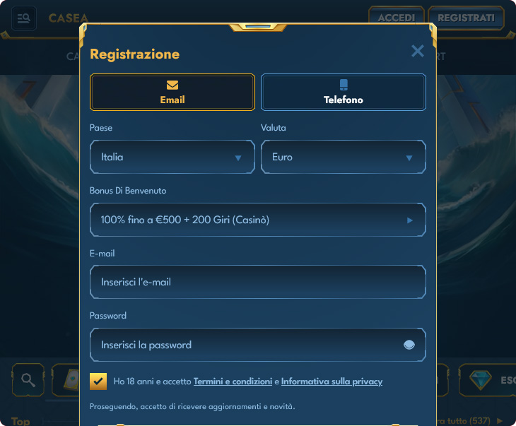 Casea Casino Accesso e Registrazione