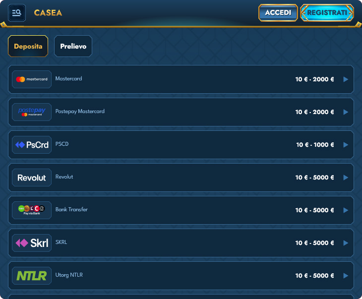 Casea Casino Pagamenti