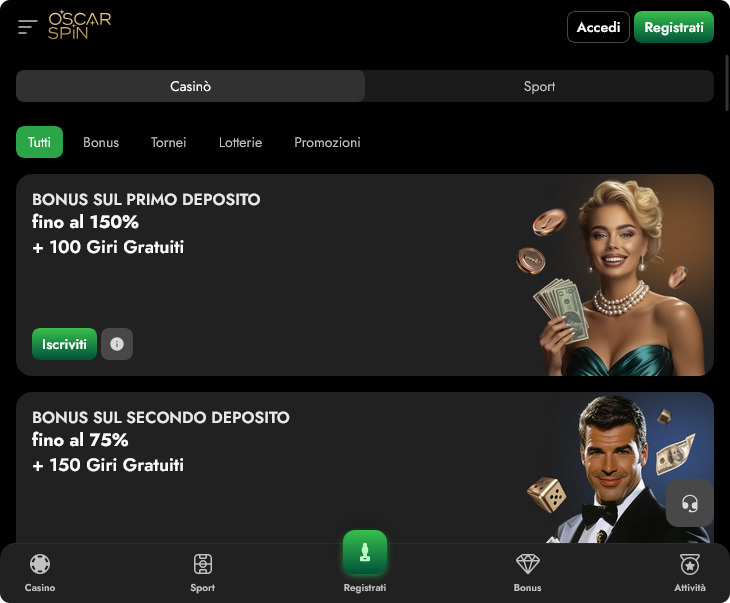 Oscarspin Casino Bonus