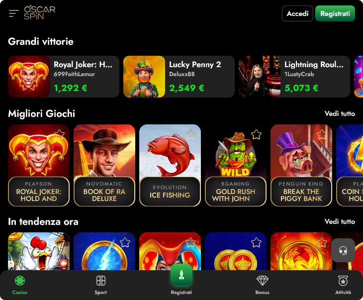Oscarspin Casino Design