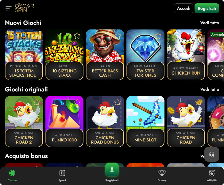 Oscarspin Casino Giochi