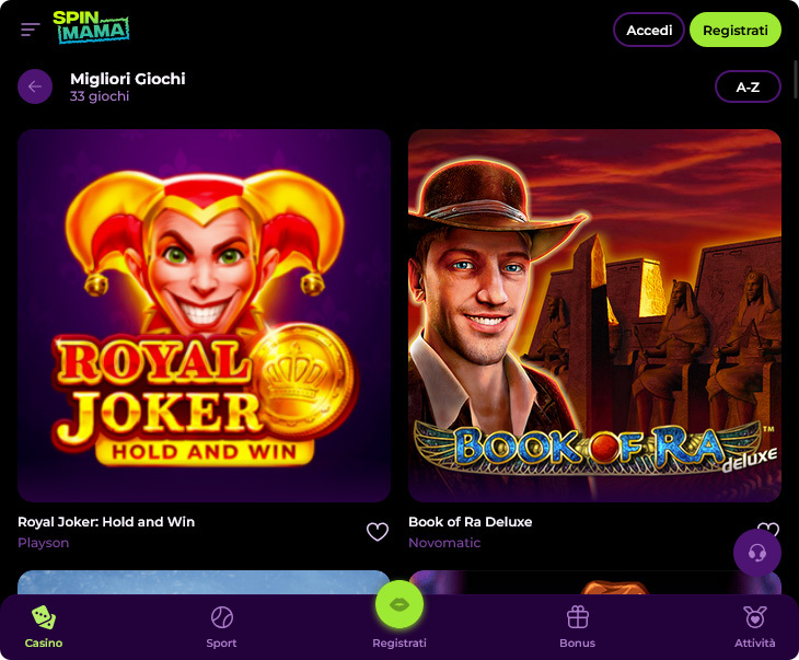 Spinmama Casino Giochi