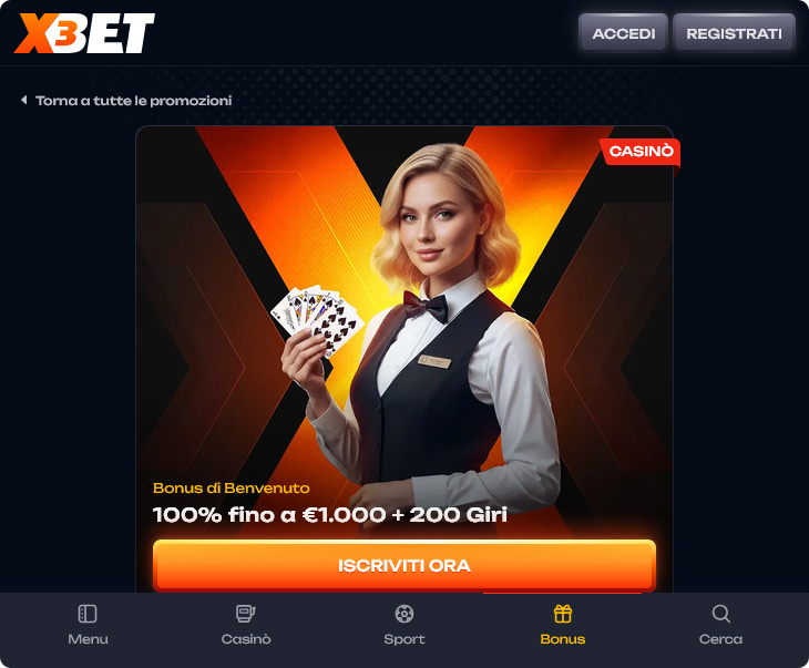 X3bet Casino Bonus di Benvenuto